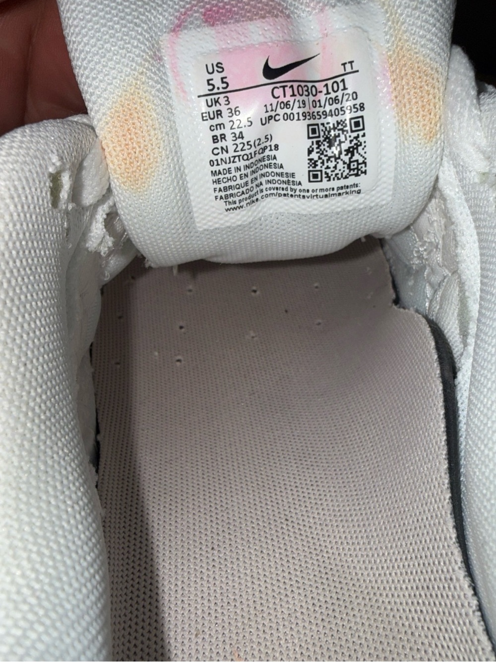 Nike Air Max 90 White Pink Barely Rose Women's Size 5.5W CT1030-101 Preowned - Picture 5 of 8
